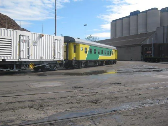 CFB Angola generator wagon and coaches on Durban quay before loading