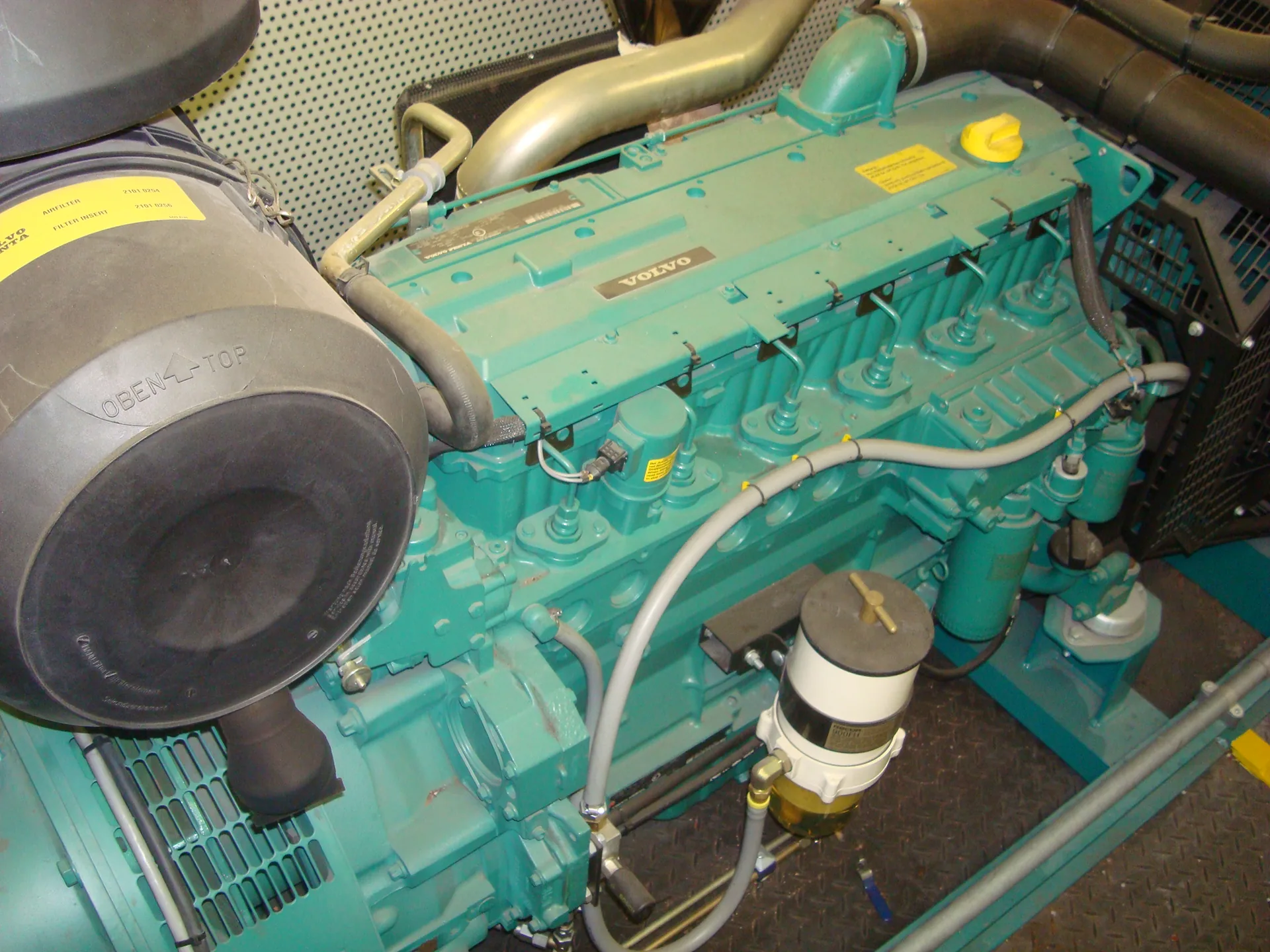 Volvo Penta diesel engine top view — CFB Angola generator wagon overhaul
